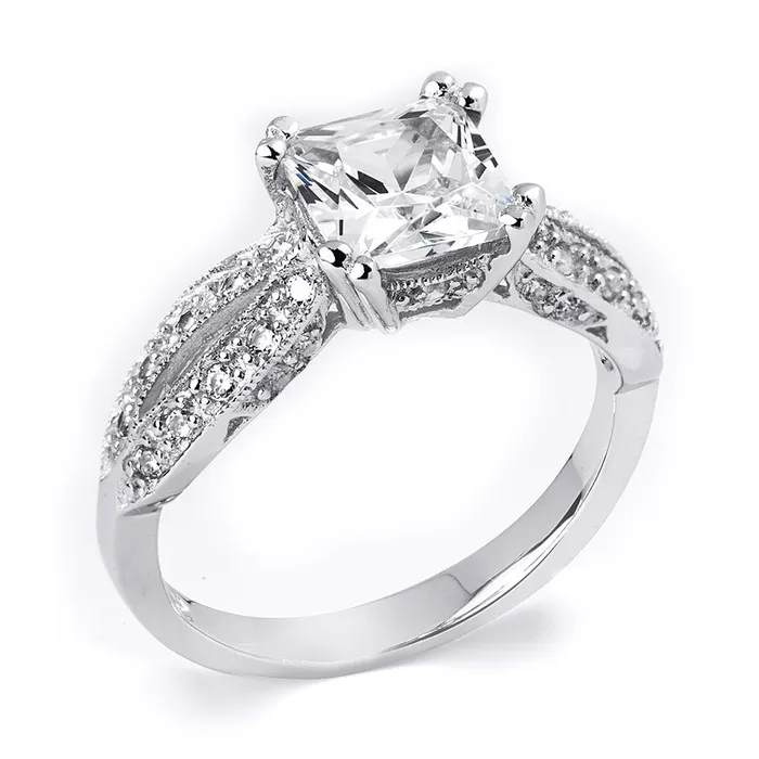 MayaMila Rings 125 tcw Princess Cut Contemporary Style Engagement Ring Solid Silver
