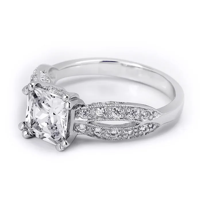 MayaMila Rings 125 tcw Princess Cut Contemporary Style Engagement Ring Solid Silver