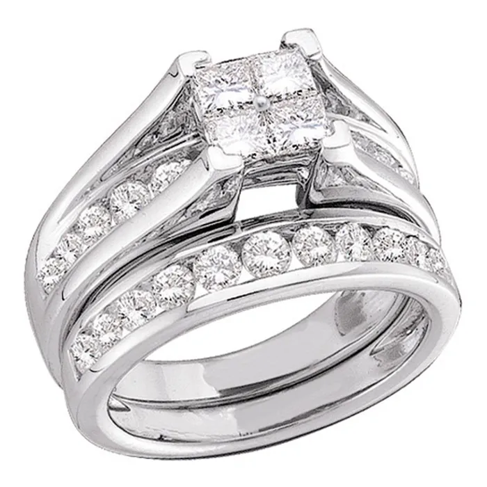 mayamila Rings 10k White Gold Princess Invisibleset Diamond Bridal Wedding Engagement Ring Set 12 Cttw Size 6 mayamila Rings 10k White Gold Princess Invisibleset Diamond Bridal Wedding Engagement Ring Set 12 Cttw Size 6