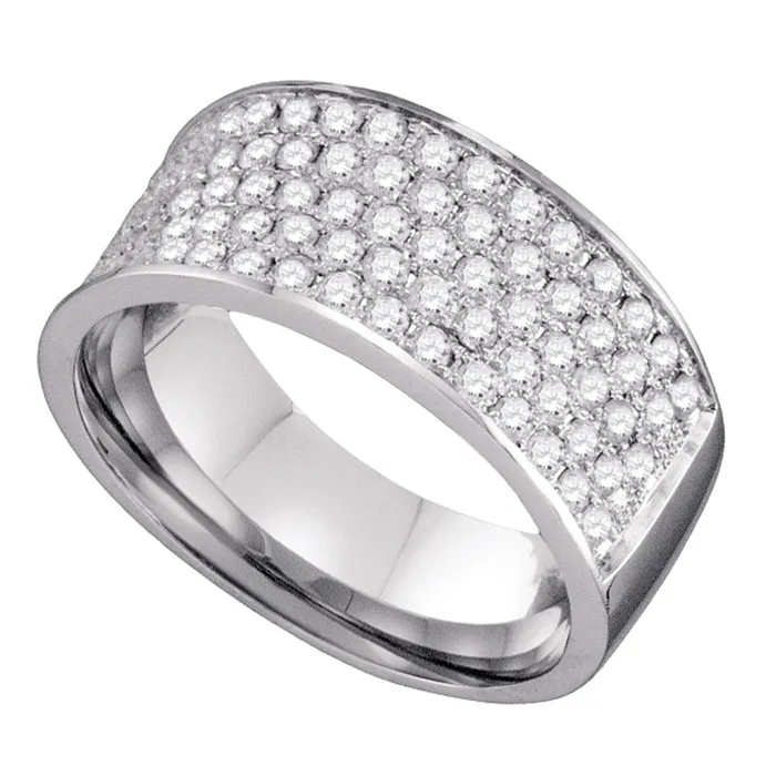 mayamila Rings 10k White Gold Round Paveset Diamond Womens Band Ring 100 Cttw mayamila Rings 10k White Gold Round Paveset Diamond Womens Band Ring 100 Cttw
