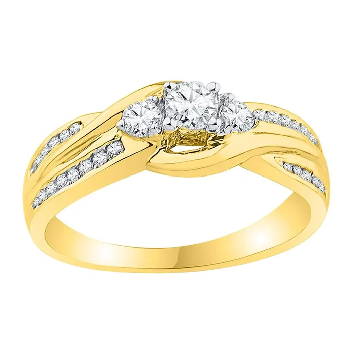 mayamila Rings 10k Yellow Gold Womens Round 3stone Diamond Bridal Wedding Engagement Ring 12 Cttw mayamila Rings 10k Yellow Gold Womens Round 3stone Diamond Bridal Wedding Engagement Ring 12 Cttw