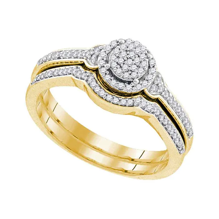 mayamila Rings 10k Yellow Gold Womens Round Diamond Cluster Bridal Wedding Engagement Ring band Set 14 Cttw mayamila Rings 10k Yellow Gold Womens Round Diamond Cluster Bridal Wedding Engagement Ring band Set 14 Cttw