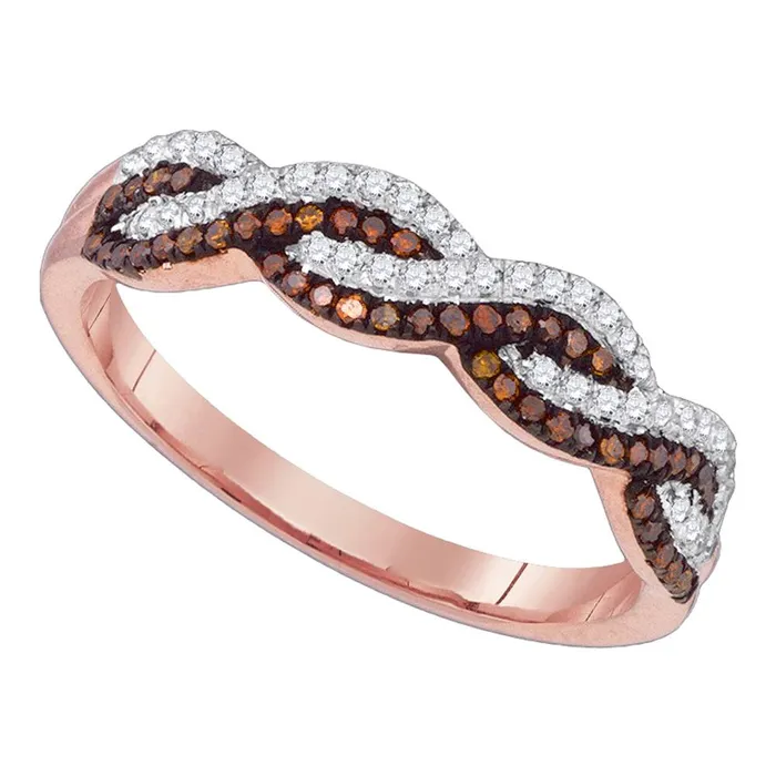 mayamila Rings 10kt Rose Gold Womens Round Red Color Enhanced Diamond Woven Double Row Band 14 Cttw mayamila Rings 10kt Rose Gold Womens Round Red Color Enhanced Diamond Woven Double Row Band 14 Cttw