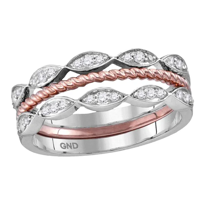 mayamila Rings 10kt Twotone Gold Womens Round Diamond Stackable Rope Band Ring 15 Cttw mayamila Rings 10kt Twotone Gold Womens Round Diamond Stackable Rope Band Ring 15 Cttw