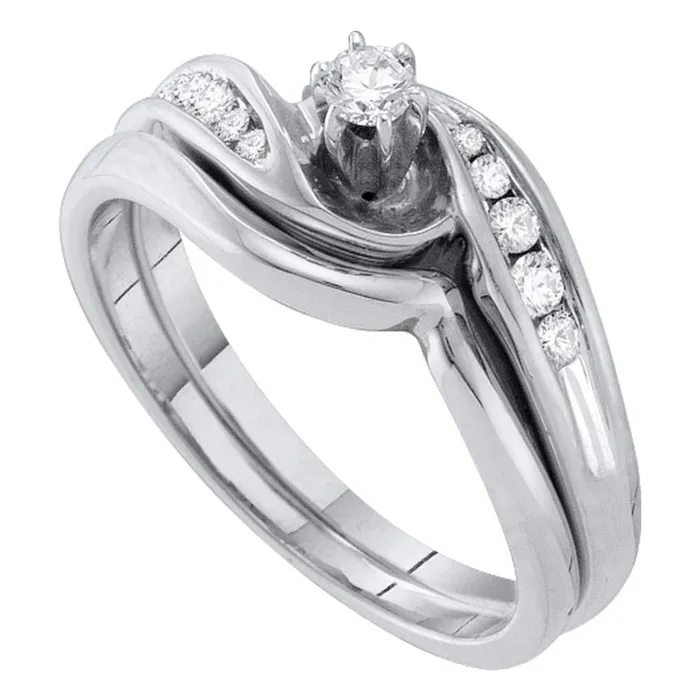 mayamila Rings 10kt White Gold Womens Round Diamond Bridal Wedding Engagement Ring Band Set 14 Cttw mayamila Rings 10kt White Gold Womens Round Diamond Bridal Wedding Engagement Ring Band Set 14 Cttw