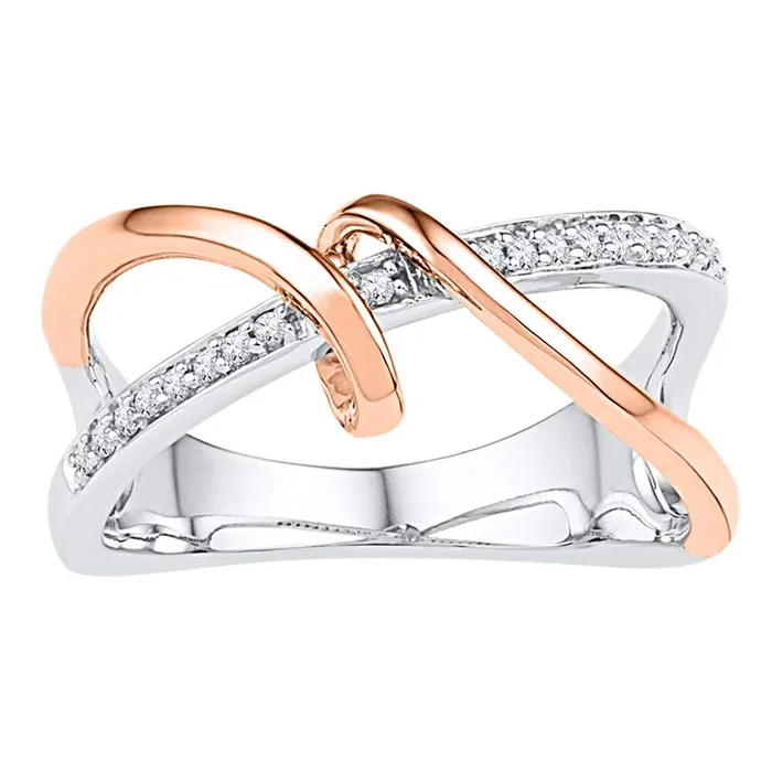 mayamila Rings 10kt White Gold Womens Round Diamond Rosetone Spiral Strand Crossover Band Ring 110 Cttw mayamila Rings 10kt White Gold Womens Round Diamond Rosetone Spiral Strand Crossover Band Ring 110 Cttw