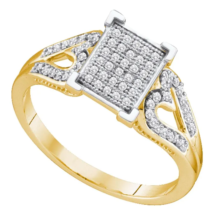 mayamila Rings 10kt Yellow Gold Womens Round Diamond Square Cluster Heart Ring 15 Cttw mayamila Rings 10kt Yellow Gold Womens Round Diamond Square Cluster Heart Ring 15 Cttw