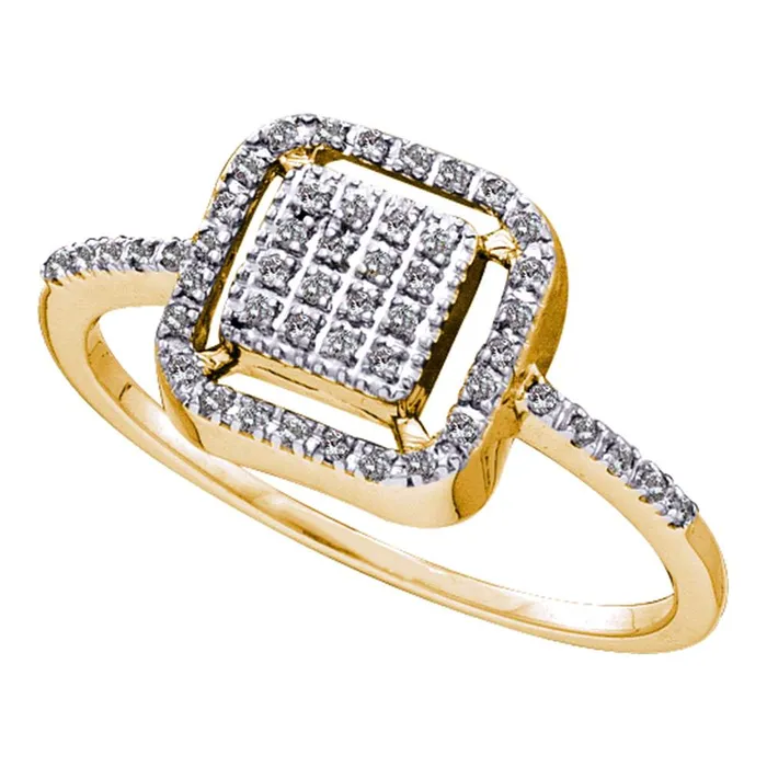 mayamila Rings 10kt Yellow Gold Womens Round Diamond Square Frame Cluster Slender Ring 16 Cttw mayamila Rings 10kt Yellow Gold Womens Round Diamond Square Frame Cluster Slender Ring 16 Cttw