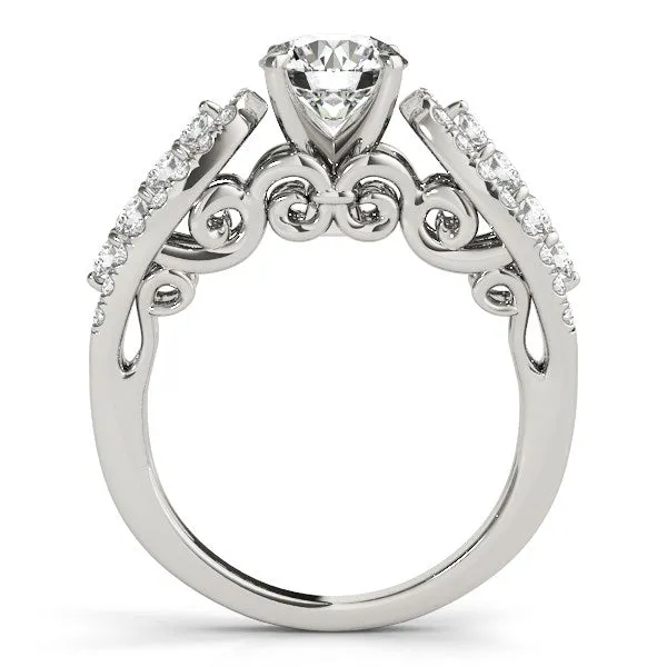 mayamila Rings 14K White Gold Multirow Shank Round Diamond Engagement Ring 1 12 ct tw