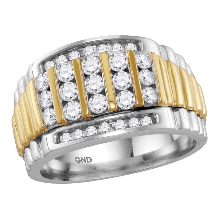 mayamila Rings 14kt Twotone White Gold Mens Round Diamond Cluster Ring Band 100 Cttw mayamila Rings 14kt Twotone White Gold Mens Round Diamond Cluster Ring Band 100 Cttw