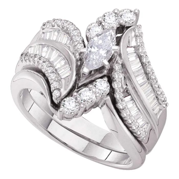 mayamila Rings 14kt White Gold Womens Marquise Diamond Bridal Wedding Engagement Ring Band Set 112 Cttw mayamila Rings 14kt White Gold Womens Marquise Diamond Bridal Wedding Engagement Ring Band Set 112 Cttw