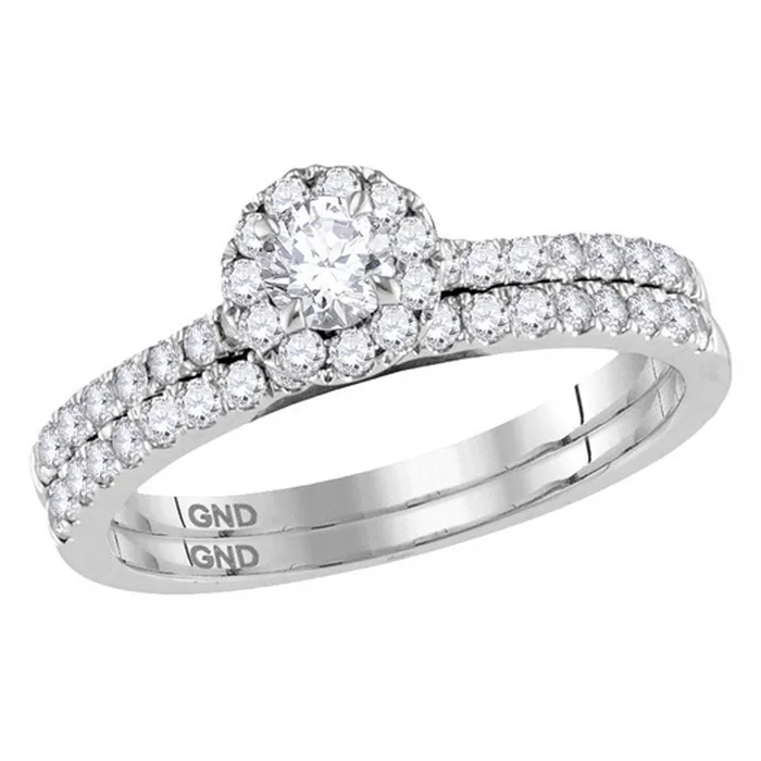 mayamila Rings 14kt White Gold Womens Round Diamond Halo Slender Bridal Wedding Engagement Ring Band Set 34 Cttw Certified mayamila Rings 14kt White Gold Womens Round Diamond Halo Slender Bridal Wedding Engagement Ring Band Set 34 Cttw Certified