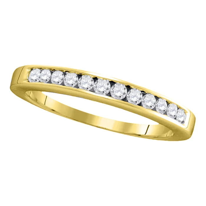 mayamila Rings 14kt Yellow Gold Womens Round Channelset Diamond Single Row Wedding Band 14 Cttw Size 9 mayamila Rings 14kt Yellow Gold Womens Round Channelset Diamond Single Row Wedding Band 14 Cttw Size 9
