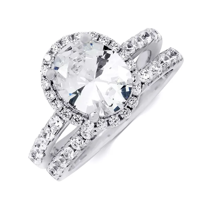 mayamila Rings 35 Carat Wedding BAND Engagement RING Set Oval Cut Sterling Silver