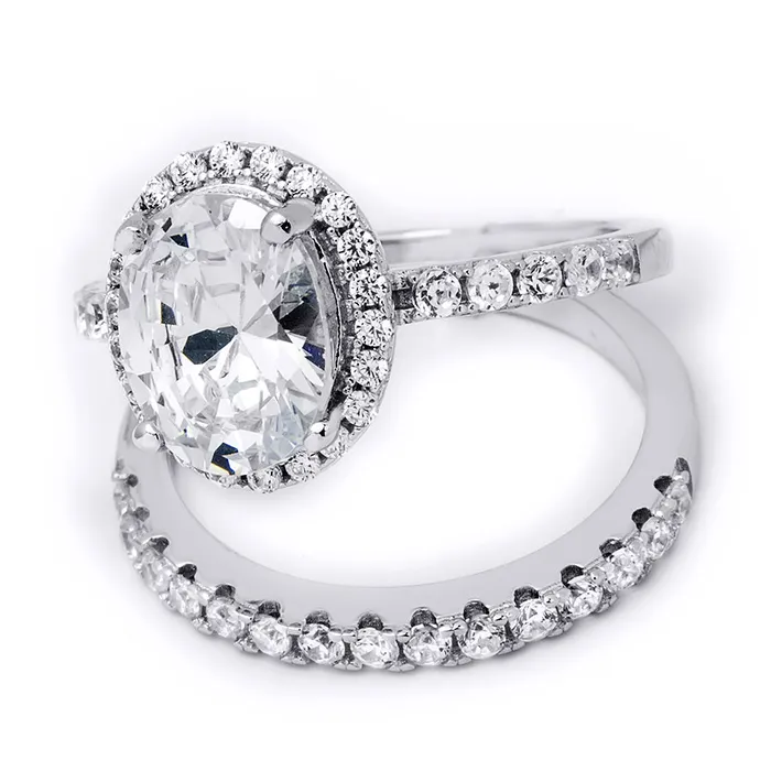 mayamila Rings 35 Carat Wedding BAND Engagement RING Set Oval Cut Sterling Silver