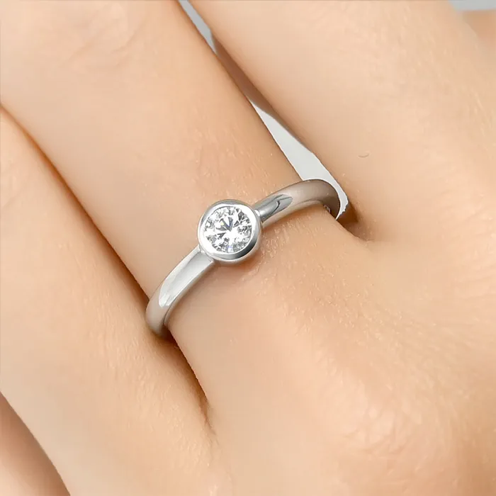 MayaMila Rings Elegant Single Stone 020 CT Promise Ring Wedding BAND Sterling Silver