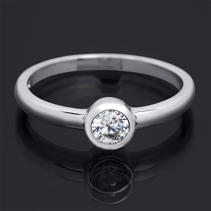 MayaMila Rings Elegant Single Stone 020 CT Promise Ring Wedding BAND Sterling Silver
