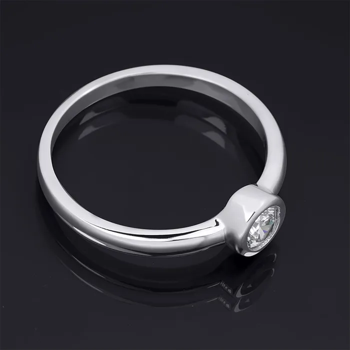 MayaMila Rings Elegant Single Stone 020 CT Promise Ring Wedding BAND Sterling Silver
