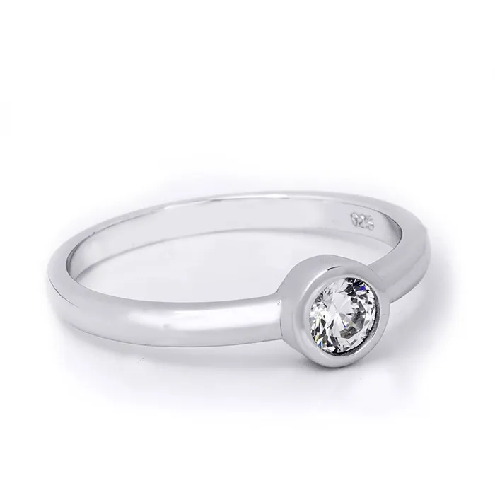 MayaMila Rings Elegant Single Stone 020 CT Promise Ring Wedding BAND Sterling Silver