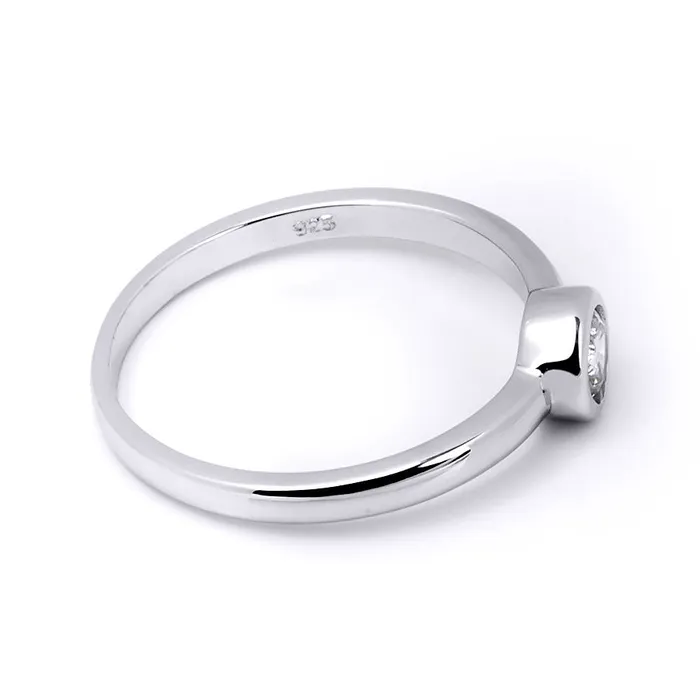 MayaMila Rings Elegant Single Stone 020 CT Promise Ring Wedding BAND Sterling Silver