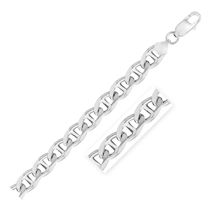 MayaMila Rings Sterling Silver Rhodium Plated Mariner Chain 80mm