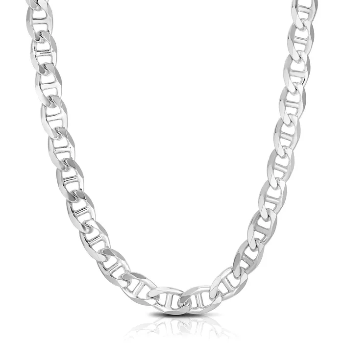 MayaMila Rings Sterling Silver Rhodium Plated Mariner Chain 80mm