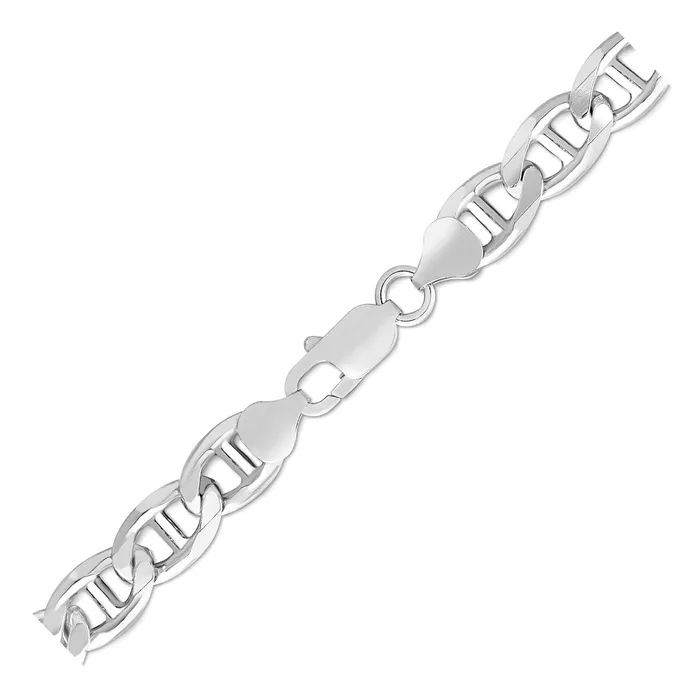 MayaMila Rings Sterling Silver Rhodium Plated Mariner Chain 80mm
