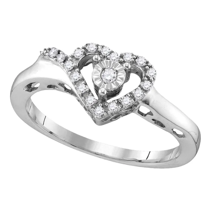 mayamila Rings Sterling Silver Womens Round Diamond Heart Love Ring 110 Cttw mayamila Rings Sterling Silver Womens Round Diamond Heart Love Ring 110 Cttw
