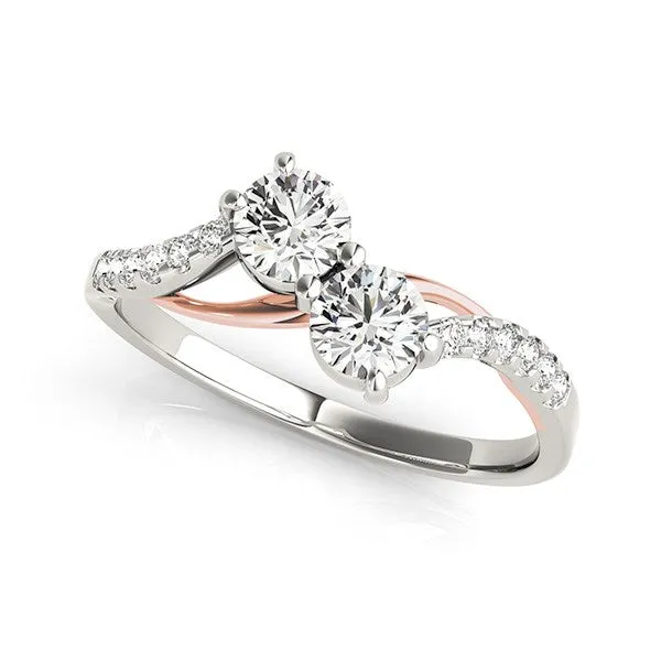 MayaMila Rings Two Stone Diamond Ring with Curved Band in 14k White And Rose Gold 58 cttw MayaMila Rings Two Stone Diamond Ring with Curved Band in 14k White And Rose Gold 58 cttw
