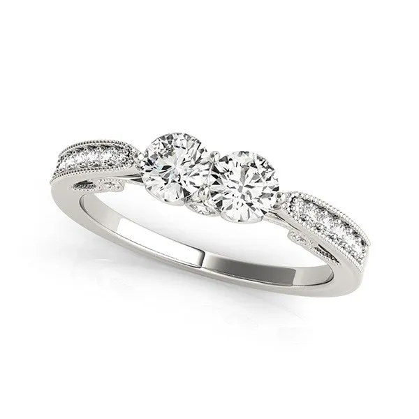 MayaMila Rings Two Stone Diamond Ring With Milgrain Design In 14k White Gold 34 cttw MayaMila Rings Two Stone Diamond Ring With Milgrain Design In 14k White Gold 34 cttw