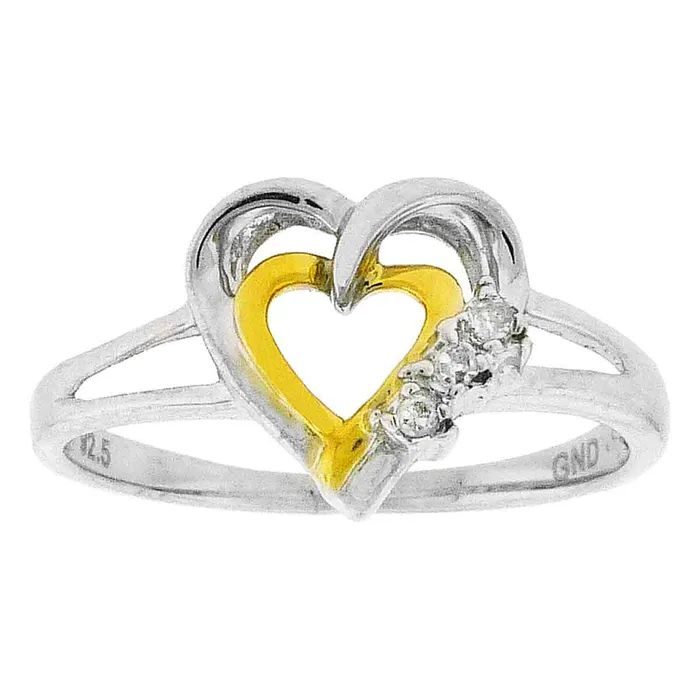 mayamila Rings Twotone Sterling Silver Womens Round Diamond Double Heart Ring 03 Cttw Size 6 mayamila Rings Twotone Sterling Silver Womens Round Diamond Double Heart Ring 03 Cttw Size 6