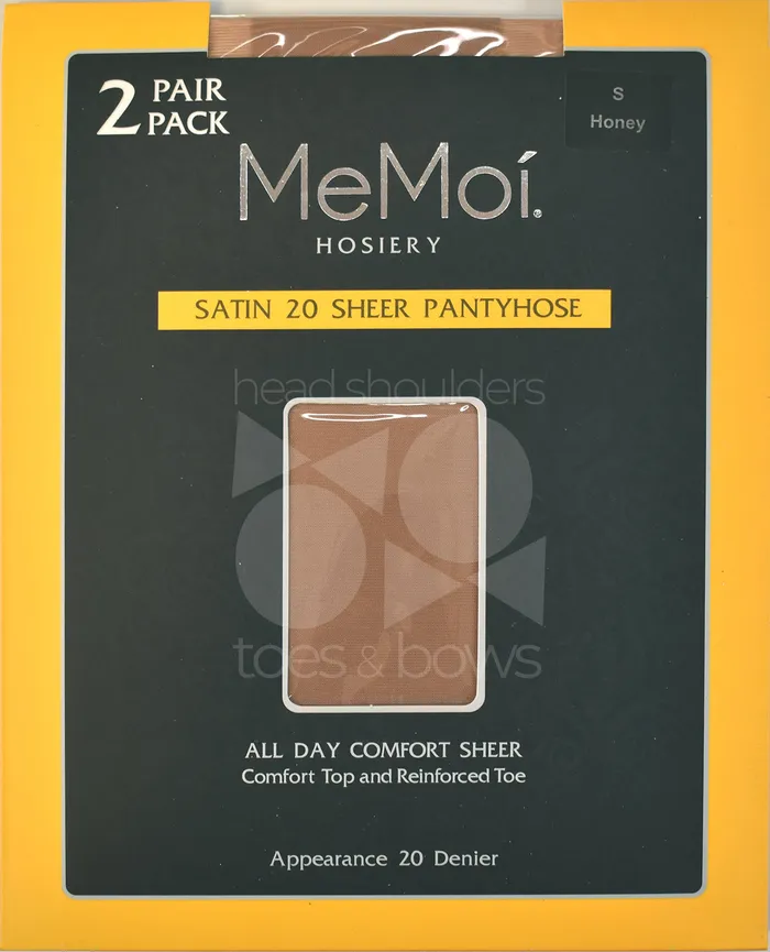 Memoi Earrings Memoi Satin Sheer 20 Denier Stockings 2Pack Honey MS650