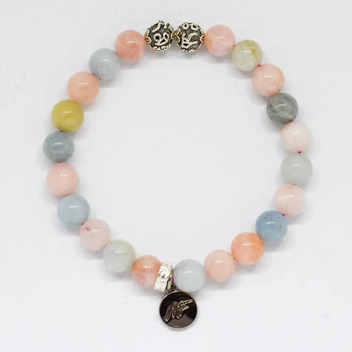 Morganite Stone Silver Bead Bracelet 8 MM Mystic Flavia Bracelets