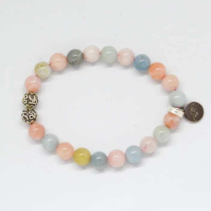 Morganite Stone Silver Bead Bracelet 8 MM Mystic Flavia Bracelets
