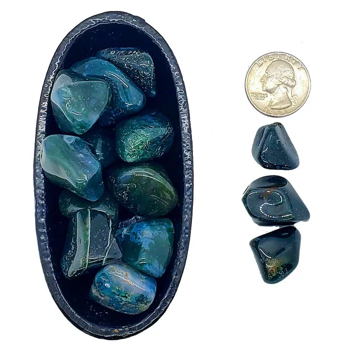 Moss Agate Tumbled Stone of Abundance Raiders of the Lost Art Necklaces