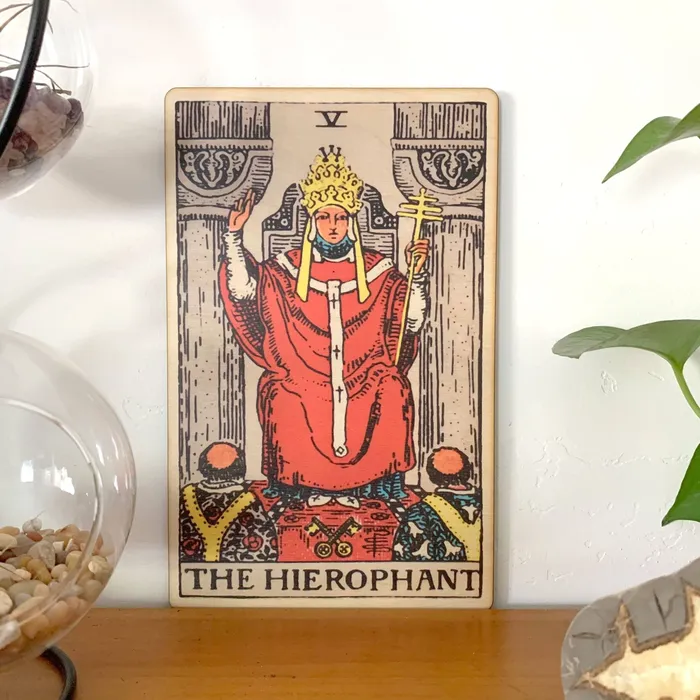 Most Amazing Earrings Tarot The Hierophant Full Color Wood Wall Art