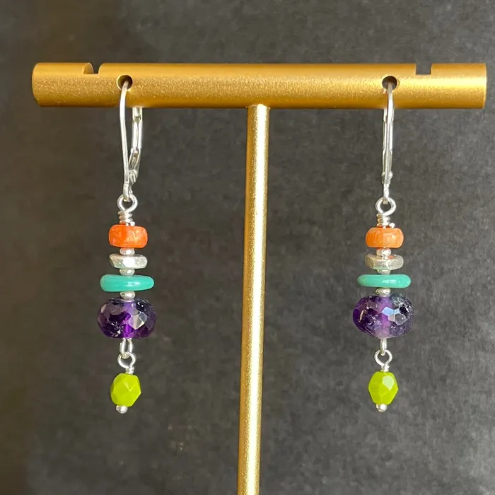 MultiStone Dangle Earring Riverstone Earrings