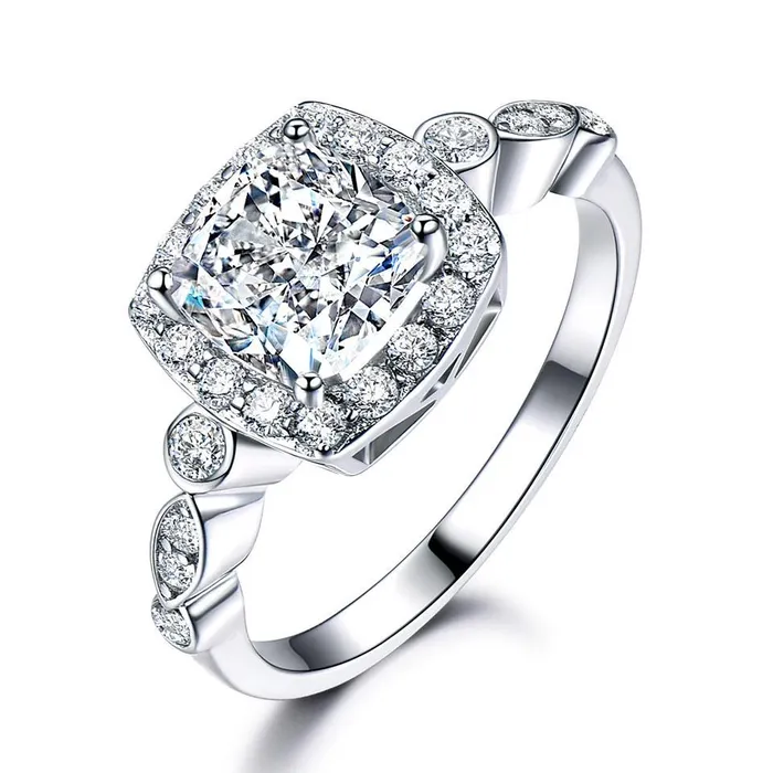 Mystic Flavia Berlin Square American Diamond Silver Ring Rings