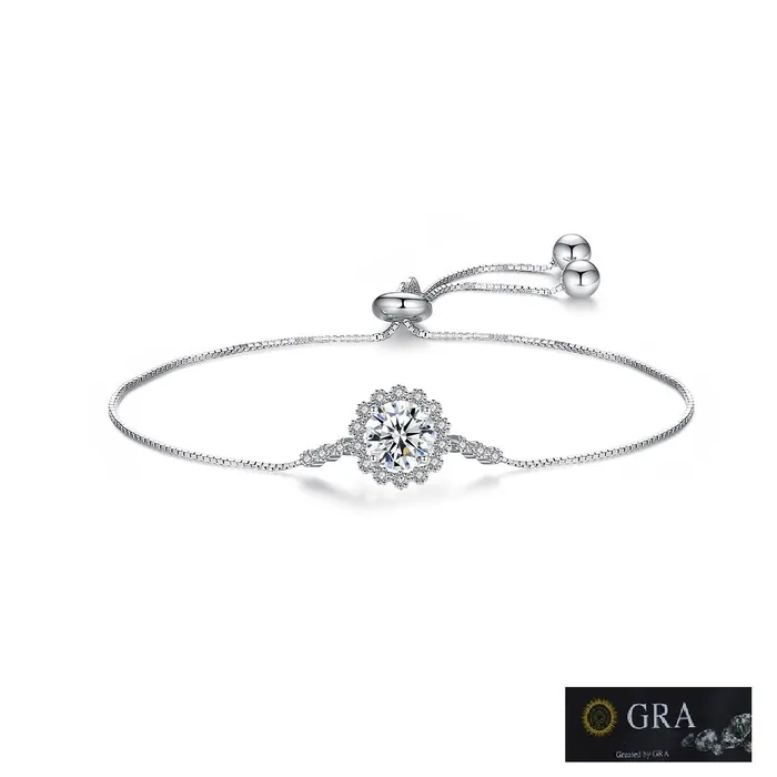 Mystic Flavia Bracelets Solitaire MOISSANITE Adjustable Silver Bracelet Mystic Flavia Bracelets Solitaire MOISSANITE Adjustable Silver Bracelet