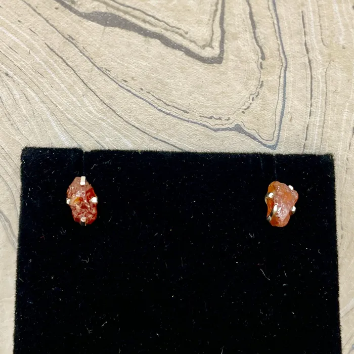 Natural Creations Citrine Rough Stud Earrings Sterling Silver Earrings