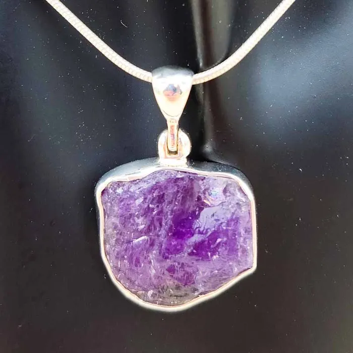 Necklaces Amethyst Rough Pendant Sterling Silver Natural Creations