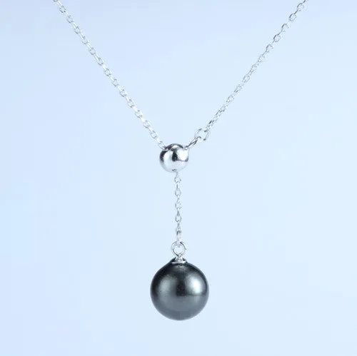 Necklaces Black Drop Natural pearl Adjustable Silver Necklace Mystic Flavia Necklaces Black Drop Natural pearl Adjustable Silver Necklace Mystic Flavia