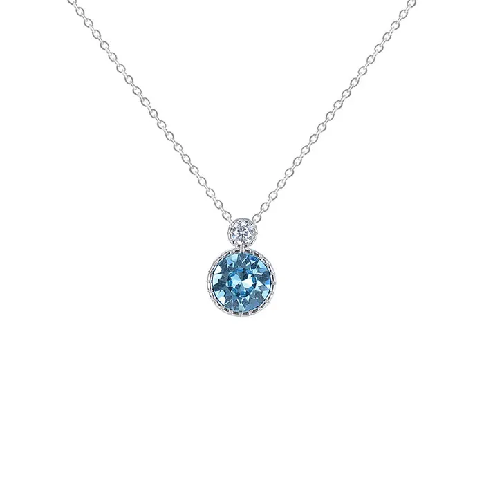Necklaces Blue Swarovski Crystal Circle Silver Necklace Set Mystic Flavia