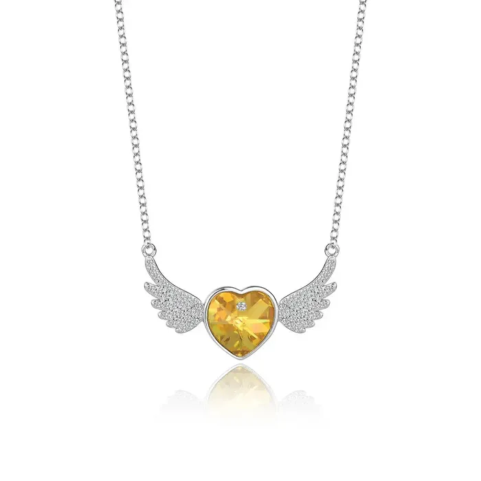 Necklaces Gold Angel Wings Swarovski Crystal Silver Necklace Mystic Flavia
