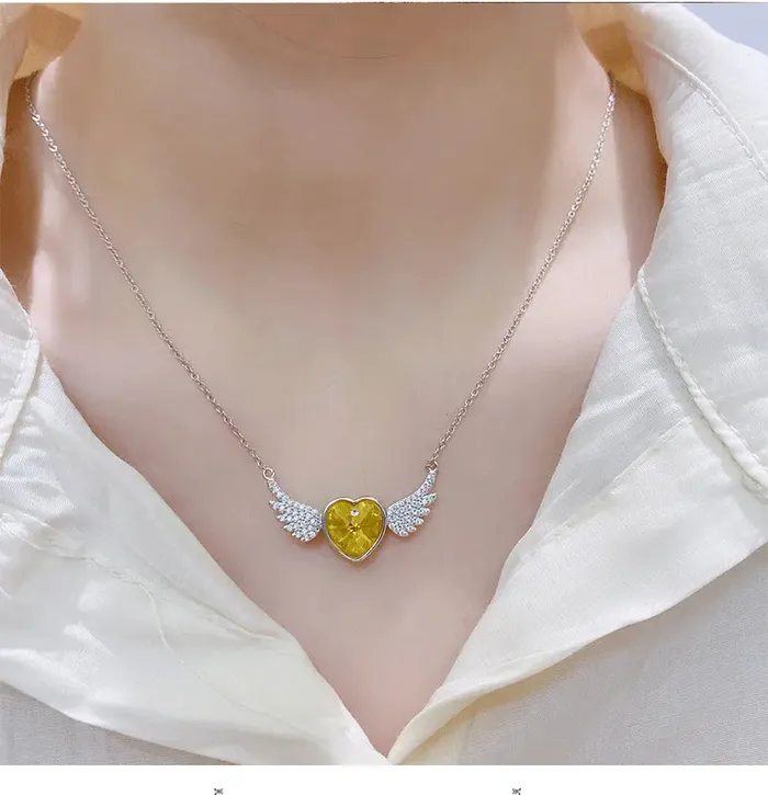 Necklaces Gold Angel Wings Swarovski Crystal Silver Necklace Mystic Flavia