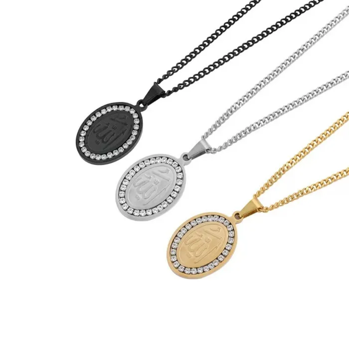 Necklaces Iced Out Allah Necklace Silver JustDuaIt