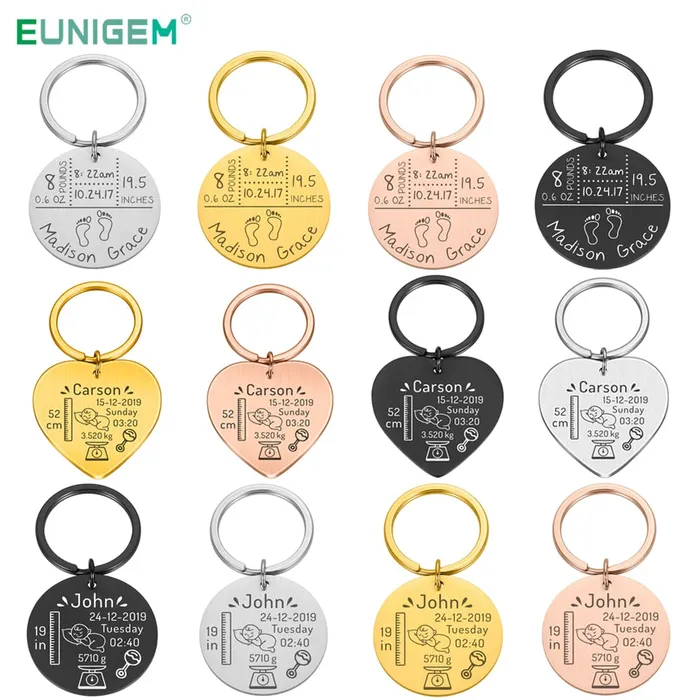 Necklaces Juzan Jewelry Personalized New Baby Birth Keychain