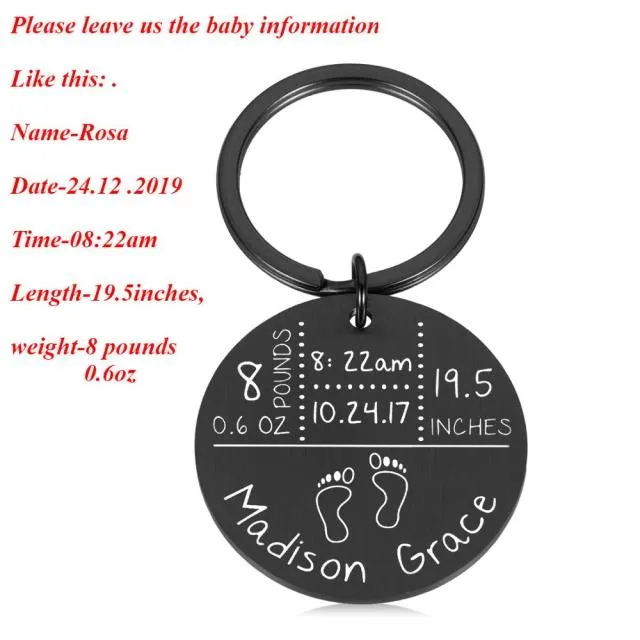 Necklaces Juzan Jewelry Personalized New Baby Birth Keychain