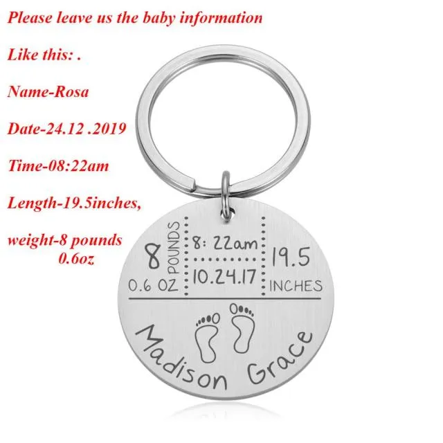 Necklaces Juzan Jewelry Personalized New Baby Birth Keychain