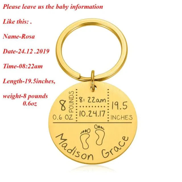 Necklaces Juzan Jewelry Personalized New Baby Birth Keychain